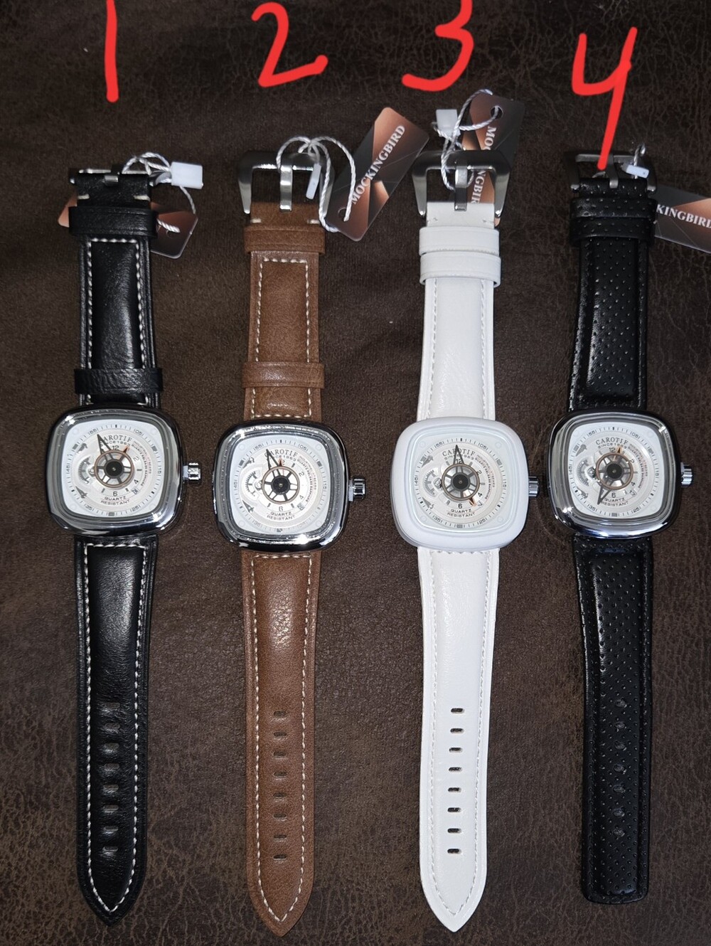 Fashion New White square Automatic Mechanical Watch Men's Waterproof Hollow Larg